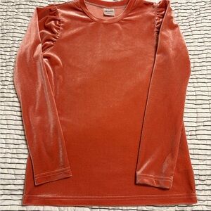 Velvet Long Sleeve Top in Rust